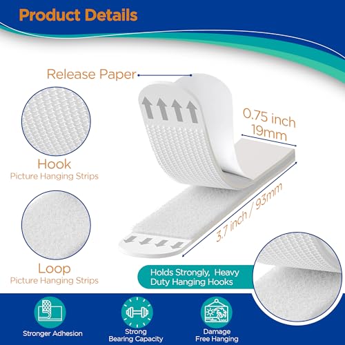 Picture Hanging Strips Heavy Duty - 64x Strips(32 Pairs), Wall Hanging Adhesive Strips for Damage-Free Picture Hangers Without Nails and Frame Mounting - style: X-Large 32 Pairs