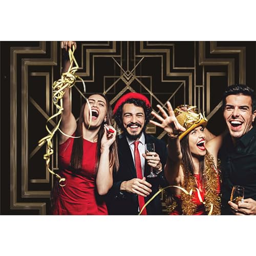 9x6ft Theme Backdrops for Photography Black and Golden Retro Texture Background Luxury Party Crazy Carnival Happy Birthday Party Portrait Booth Photo Studio Video Shooting Props - size: 9x6ft