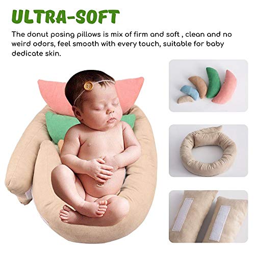 Sunmig Newborn Photography Props, Ultra-Soft Baby Donut Posing Pillows, Professional Baby Photo Props Set Fits 0-6 Months Baby,Pack of 6, Multicolor