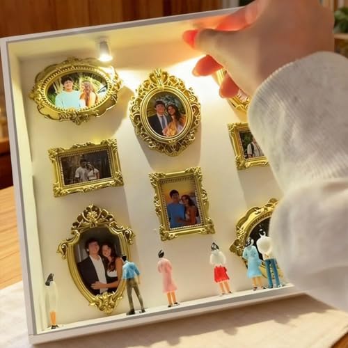 DIY Mini Museum Silhouette Box – 2026 New Mini Museum Kit with Figurines & Lights, Personalized DIY Photo Family Memory Display Case Frame, Celebrate Your Unique Memories in Style (C) - color: C