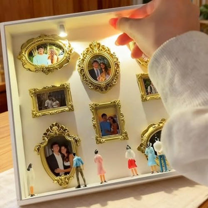 DIY Mini Museum Silhouette Box – 2026 New Mini Museum Kit with Figurines & Lights, Personalized DIY Photo Family Memory Display Case Frame, Celebrate Your Unique Memories in Style (A) - color: A