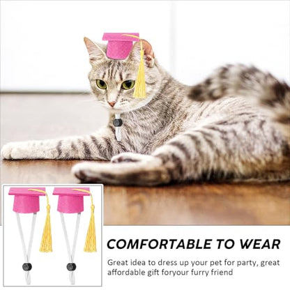 Eccliy 2 Pcs Pet Graduation Caps Mini Bachelor Hats with Tassel for Small Animal Guinea Pigs Hedgehog Bird Turtles Hamster Photo Props Graduation Festival Holiday Party Accessory (Pink Gold) - color: Pink Gold