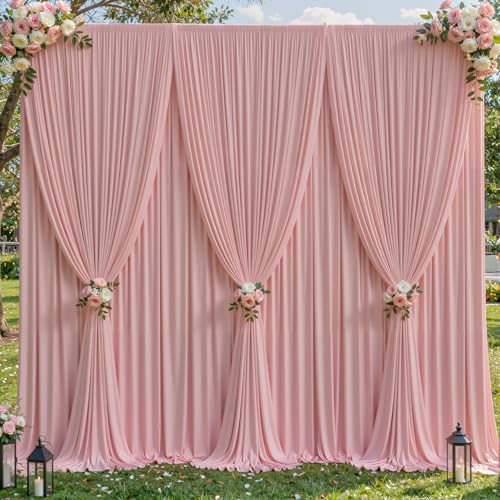 4 Panles Dusty Rose Backdrop Curtains - Wrinkle Free Fabric Backdrop Curtain for Photoshoot,10ft Wedding Party Photo Backdrop Drapes for Birthday Baby Shower Photography Stage Background Decorations - color: Dusty Rose, size: W4' x H10'(4 panels)