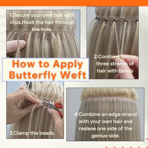 Full Shine Butterfly Weft Hair Extensions 22 inch Color 330 Ginger and Kit Tools