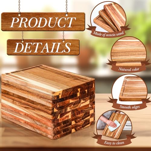 Roshtia 12 Pcs Acacia Wood Serving Tray Rectangular Wooden Serving Platter Christmas Dinner Plates Wood Cheese Charcuterie Board for Food Vegetable, Charcuterie, Appetizer (10'' X 14'' X 0.6'') - size: 10'' X 14'' X 0.6''