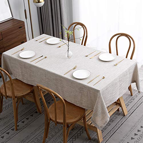 maxmill Flaxy Faux Linen Table Cloth with 2-Tone Slubby Texture Wrinkle Resistant Anti-Shrink Soft Tablecloth for Kitchen Dining Tabletop for Buffet Banquet Parties Rectangle 52 x 70 Inch Linen - color: Flaxy Linen, size: 70" x 52" (Rectangular)