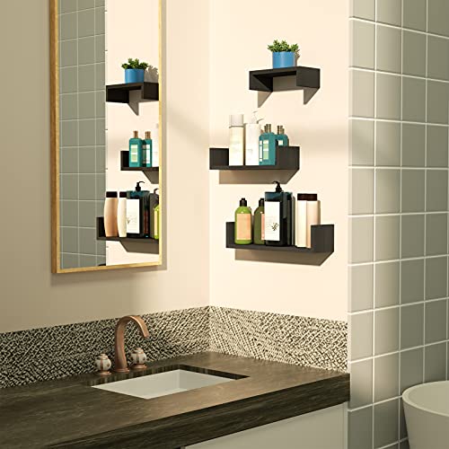 SRIWATANA Floating Shelves Wall Mounted, Solid Wood Wall Shelves, Black - color: 2.weathered Black