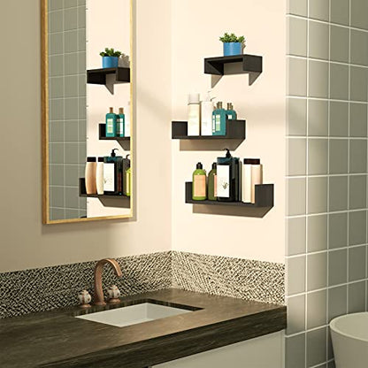 SRIWATANA Floating Shelves Wall Mounted, Solid Wood Wall Shelves, Black - color: 2.weathered Black