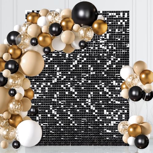 Black Sequin Backdrop Panels 3ftx6ft Glitter Shimmer Wall Background Graduation Party Backdrop for Birthday Anniversary Halloween Engagement Glitter Decor - color: Black, size: 3ftx6ft