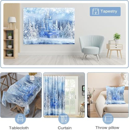 Mocsicka Christmas Winter Backdrop Frozen Crystal Pendant Ice and Snow White World Photography Background for Kids Photo Studio Props Princess Fairy Tale Xmas Eve Background (6x4ft) - size: 6x4ft