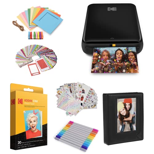 Kodak Step Printer, Wireless Mobile Photo Printer Zero Ink Technology & Kodak App for iOS & Android (Black) Gift, Starter Bundle - color: Black, style: Starter Bundle