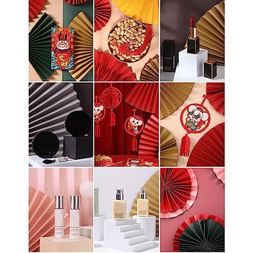 Photography Props Innovative Paper Fan for Advertising, Handheld Chinese Vintage Style Foldable Fan Prop for Makeup and Jewelry, Durable Paper Material, 21.3x7.1in (Silver Grey) - color: Silver Grey