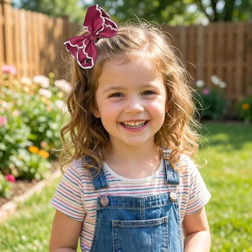3 Inch Hair Bows for Girls Alligator Clips Grosgrain Ribbon Solid Color Hair Accessories for Little Teen Toddler Girls Kids (Maroon) - color: Maroon