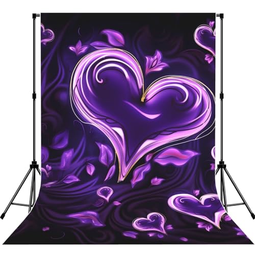 Purple Love Backdrop Background for Photography 5x7ft Photobooth Professional Photo Backdrop Curtains Video Photography Studio Photo Backgrounds Banner Booth Background Screen Parties - color: Purple Love