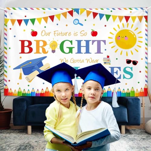 MEHOFOND Preschool Kindergarten Graduate Backdrop School Prom Party Decorations Bright Future Graduation Decor Congrats Class of 2026 Kids Congrats Grad Background Photo Props 7x5ft - color: White, size: 7x5ft