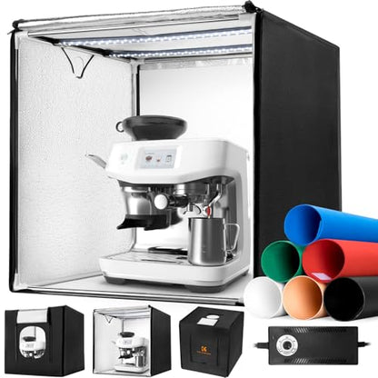 K&F CONCEPT Photo Studio Light Box - 24"x24" Shooting Tent with 2 Adjustable 5600K Light Panels & 6 Backdrops, CRI 97+, Dimmable Portable Folding Lightbox for Product Photography - size: 24*24 Inch