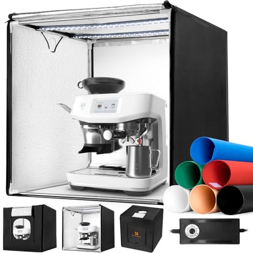 K&F CONCEPT Photo Studio Light Box - 24"x24" Shooting Tent with 2 Adjustable 5600K Light Panels & 6 Backdrops, CRI 97+, Dimmable Portable Folding Lightbox for Product Photography - size: 24*24 Inch