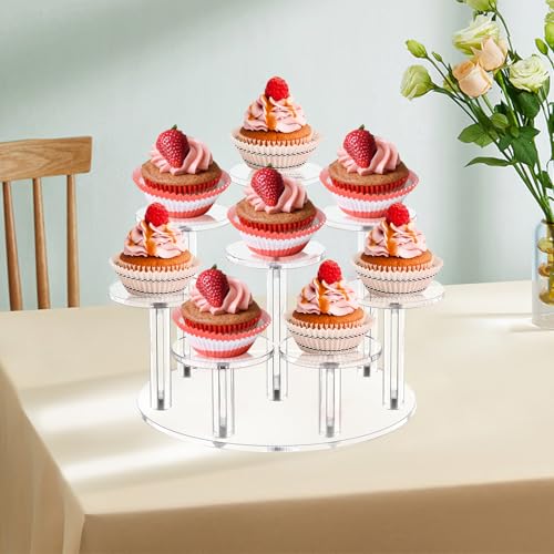 Jusalpha Acrylic Display Stand, 8 Tier Round, Clear Organizer for Jewelry, Funko POP Figures, Perfume, Cupcake, Countertop Decoration (8 Tier) - size: 8 Tier