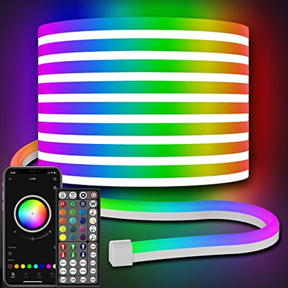AILBTON 32.8Ft Neon Rope Lights,Flexible Led Rope Lights Control with App/Remote,Multiple Modes Music Sync Gaming RGB Led Neon Lights for Bedroom Outdoor - size: 32.8FT