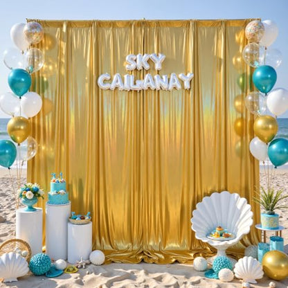 10x10ft Glitter Sequin Gold Backdrop Curtains Photo Backdrop Curtain Fabric Gold Shimmer Drapes Backdrop Bridal Baby Shower Wedding Birthday Party Photography Backdrops Photoshoot 5x10FT, 2 Panels - color: Glitter Gold, size: 10 ft X 10 ft(2 Panels 5ft X