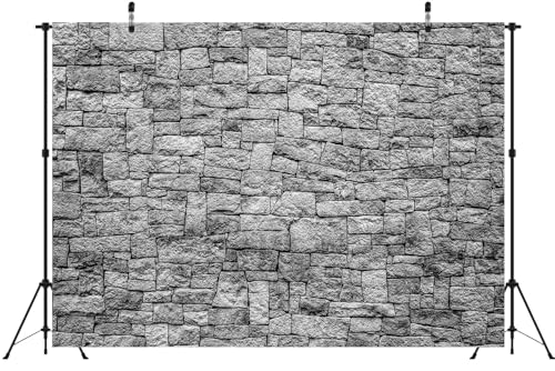 BELECO 7x5ft Fabric Dark Brick Stone Wall Backdrop Gray Rock Stones Texture Old Wall Background Medieval Castle Wall Party Decorations Banner Knight Party Supplies Photoshoot Props - size: 7x5FT