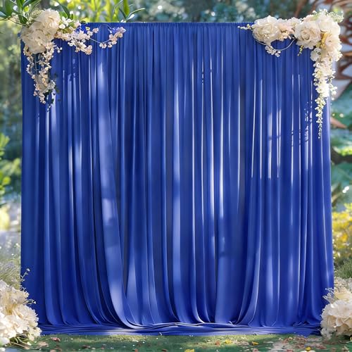 MEETSKY Royal Blue Backdrop Curtains for Parties Blue Curtains Photography Backdrop Drapes for Wedding Birthday Party Baby Showers Rod Pocket Home Sliding Door Decoration, 5ft x 8ft, 2 Panels - color: Royal Blue, size: 60"W x 96"L (Pack of 2)