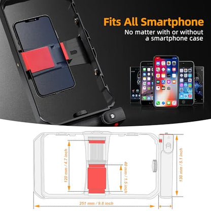 Zeadio All-in-One Smartphone Camera Stabilizer Kit, Portable Handheld Video Rig with RGB Video Light and Microphone, Fits for All Camcorder, Camera, DSLR and All iPhone and Android Smartphones - style: Pro Kit
