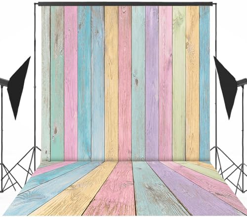 Colorful Wood Backdrop for Photography 6x8FT Easter Pastel Rustic Wooden Background Boy Girl Birthday Party Decorations Portrait Photoshoot Studio Props - size: 6x8ft: 72x96 Inch