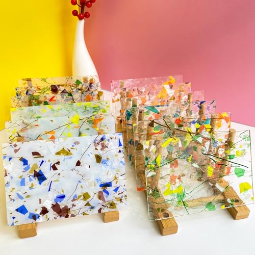 12 Sheets Patterned Stained Glass Sheet Variety Pack, 6 X 4 inch Cathedral Art Mosaic Glass Tiles for Crafts, Stained Glass Supplies(Mixed Clear and Opal) - color: Floral