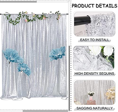 Silver Sequin Backdrop Curtains 2FTx8FT 2 Panels Sparkle Backdrop Curtain Drapes Glitter Backdrop Photo Background for Wedding Baby Shower Xmas Birthday Parties - color: Silver, size: 2FTx8FT-2PCS