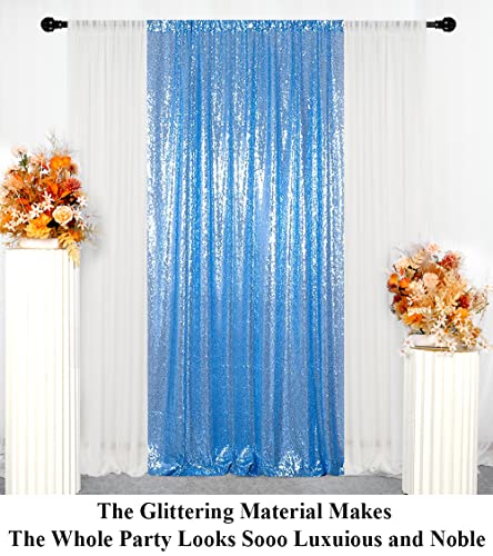Partisout Sequin Backdrop - Glitter Backdrop with Blackout Curtains for Photography, Party & Wedding (4ft x 7ft, Baby Blue) - color: Baby Blue, size: 4ftx7ft