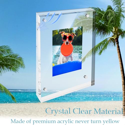 3 Pack 5x7 Acrylic Picture Frames, Premium Acrylic Photo Frame, Double-Sided Magnetic Picture Frames Clear Thickness Lucite Frameless Transparent Square Frame Gift for Home Office Desktop Display - size: 5X7-3
