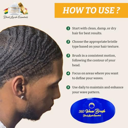 Men’s Hair Brush, Build Deeper Waves, Soft and Hard Boar Bristle Curved Wave Brush, Perfect for Styling Hair (Soft-Brush, Blue) - color: Royal Blue, size: Soft Brush