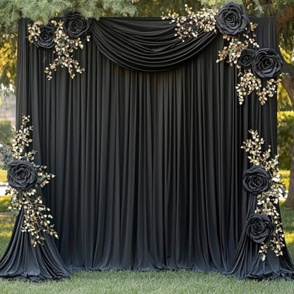 20ftx12ft Black Backdrop Curtain -Wrinkle Free Black Drapes for Birthday Parties, Photography, and Wedding Receptions-4 Panels 5FTx12FT - color: black, size: W5' x H12'(4 panels)