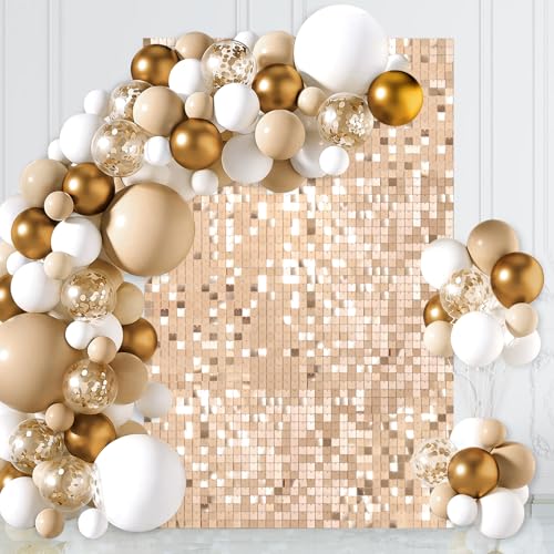 Champagne Shimmer Wall Backdrop Sequin Panels 3ftx4ft Glitter Party Backdrop for Bridal Shower Birthday Decorations Bachelorette Party Supplies - color: Champagne, size: 3ftx4ft