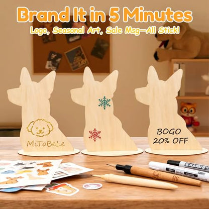 Dog Mannequin,Wood Dog Silhouette Display Stand,Dog Bandanas Display Stand,Pet Bibs and Scarves Display Stands for Shops, Craft Festivals, Trade Shows or Photography Prop(2 Pack )