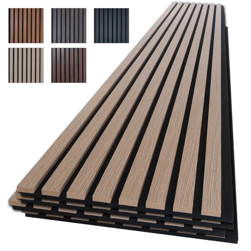 NeatiEase Wood Slat Wall Panels, 4-Piece 96" x 12.6", Soundproof Acoustic Wall Panels for Interior Decor, Noise Cancelling (Rustic Oak) - color: Oak, size: 96" x 12.6"