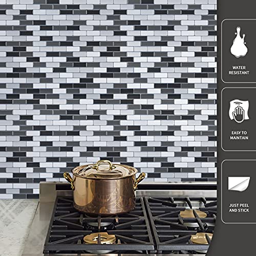 Art3d Peel and Stick Wall Tile for Kitchen/Bathroom Backsplash, 12"x12", Black-White (6 Pack) - color: Black/White-2