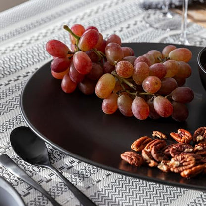 over&back Coupe Stoneware Serving Platter - Elegant 1-Piece Oval Serving Platter to Complete Your Kitchen Set - 16.4" x 11.5" - Semi-Matte Black - color: Black, size: Oval Platter