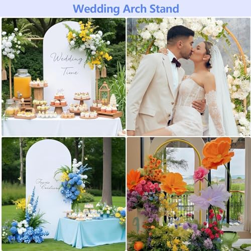 Metal Arch Backdrop Stand and Cover Set 7.2 ft, Wedding Arch Stand with White Cover for Party, Birthday, Wedding, Bridal Shower, Baby Shower (White, 7.2 ft) - color: White, size: 7.2FT
