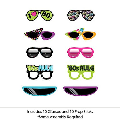 Big Dot of Happiness 80's Retro Glasses - Paper Card Stock Totally 1980s Party Photo Booth Props Kit - 10 Count