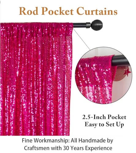ShinyBeauty 7FTx7FT Fuchsia Sequin Backdrop Wedding/Baby Shower/Birthday Hot Pink Shimmer Fabric Backdrop - color: Hot Pink, size: 7FTx7FT