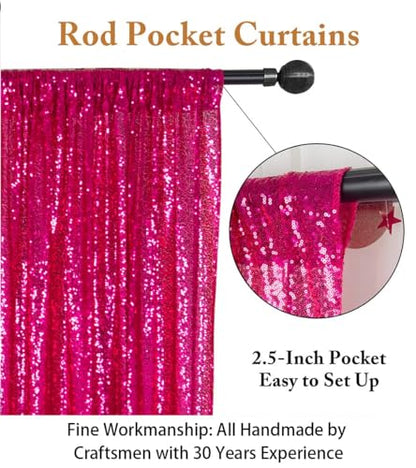 ShinyBeauty 7FTx7FT Fuchsia Sequin Backdrop Wedding/Baby Shower/Birthday Hot Pink Shimmer Fabric Backdrop - color: Hot Pink, size: 7FTx7FT