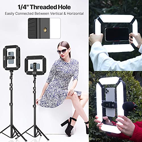 Smartphone Video Rig ULANZI U200 Camera Video Rig Phone Video Stabilizer LED Ring Light Selfie Light for Smartphone, Action Camera, YouTube, Vlogging, Filmmaking, Makeup