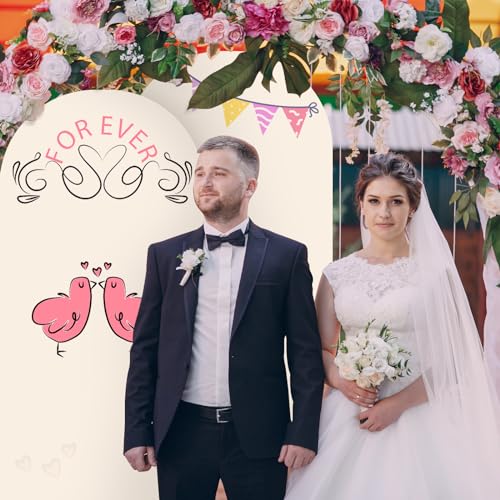 Arch Backdrop Cover Set of 2(6ft/7.2ft) Double Color Wedding Arch Cover Spandex Fitted Arch Covers,Round Top Arch Backdrop Cover for Baby Party Birthday Banquet Shower (White+Cream) - color: White+Cream