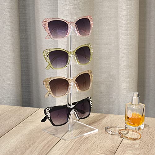 MOOCA 2-Piece Premium Acrylic Eyeglasses Frame Riser Display Stand, Sunglasses Rack ,Sunglasses Rack Holder, Acrylic Eyewear Display, 4 Frames for Each Holder - color: 4 Frame Stand, 2 pcs