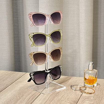 MOOCA 2-Piece Premium Acrylic Eyeglasses Frame Riser Display Stand, Sunglasses Rack ,Sunglasses Rack Holder, Acrylic Eyewear Display, 4 Frames for Each Holder - color: 4 Frame Stand, 2 pcs