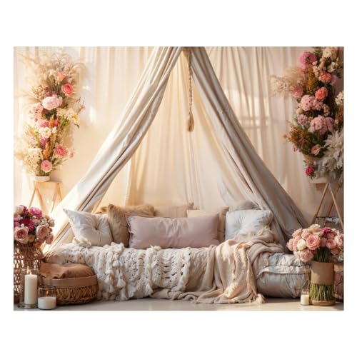 Kate 10x8ft Boudoir Pillows Backdrops for Photography Bedroom Headboard Background Branch Flowers Backgrounds Bridal Newborn Baby Show Decoration Studio Backdrop - size: 10x8ft