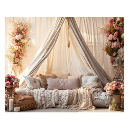 Kate 10x8ft Boudoir Pillows Backdrops for Photography Bedroom Headboard Background Branch Flowers Backgrounds Bridal Newborn Baby Show Decoration Studio Backdrop - size: 10x8ft
