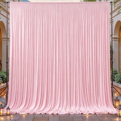 8ftx10ft Wrinkle Free Pink Backdrop Curtain - 10 Feet Photography Backdrop Drapes, Silky Polyester Back Drop Cloth for Wedding Baby Shower Balloon Arch Background - color: Pink, size: 8FTx10FT (W4'xH10', 2 Panels)